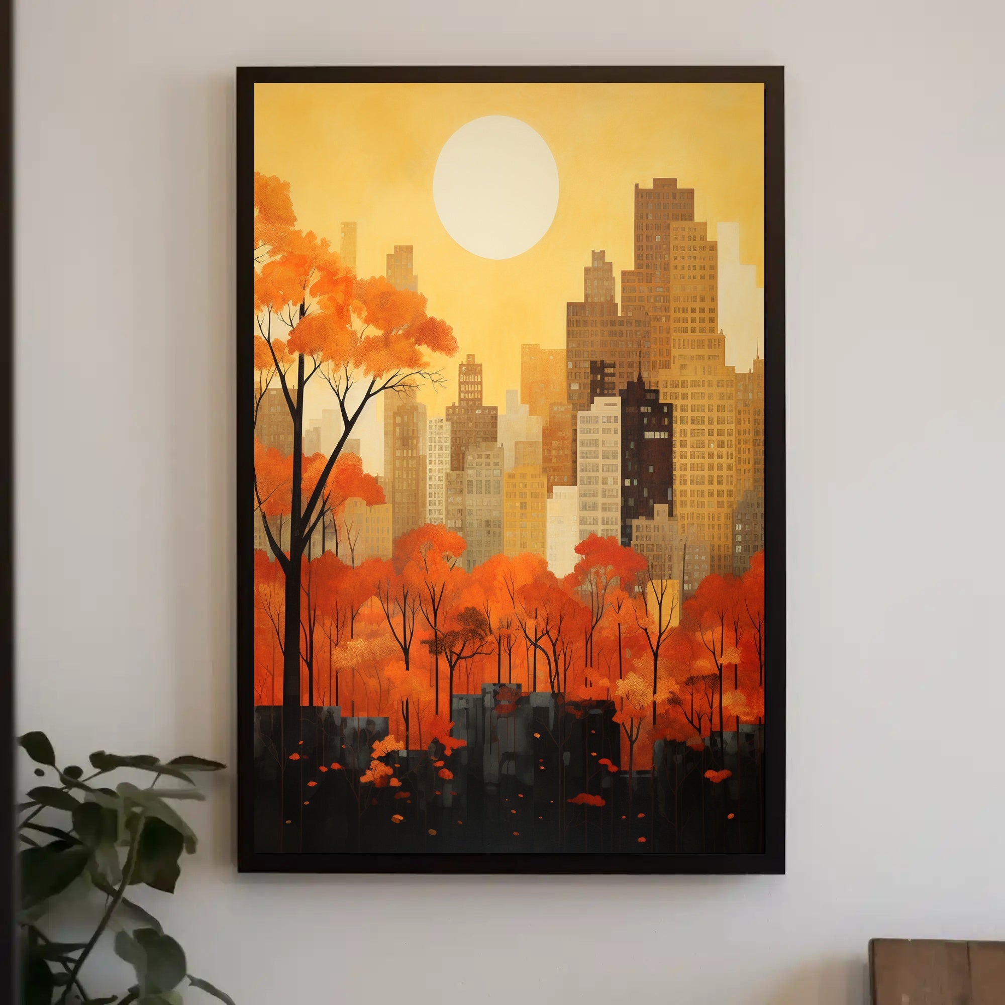 Cityscape Meets Nature in Vibrant Urban Artistry Poster