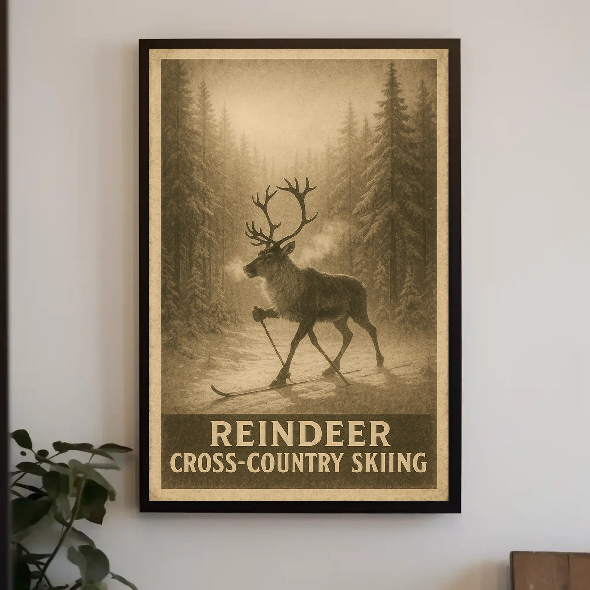 Reindeer Cross-Country Skiing Poster