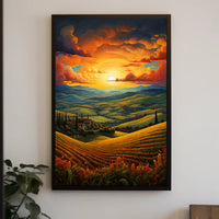Sunset Over Rolling Hills Poster