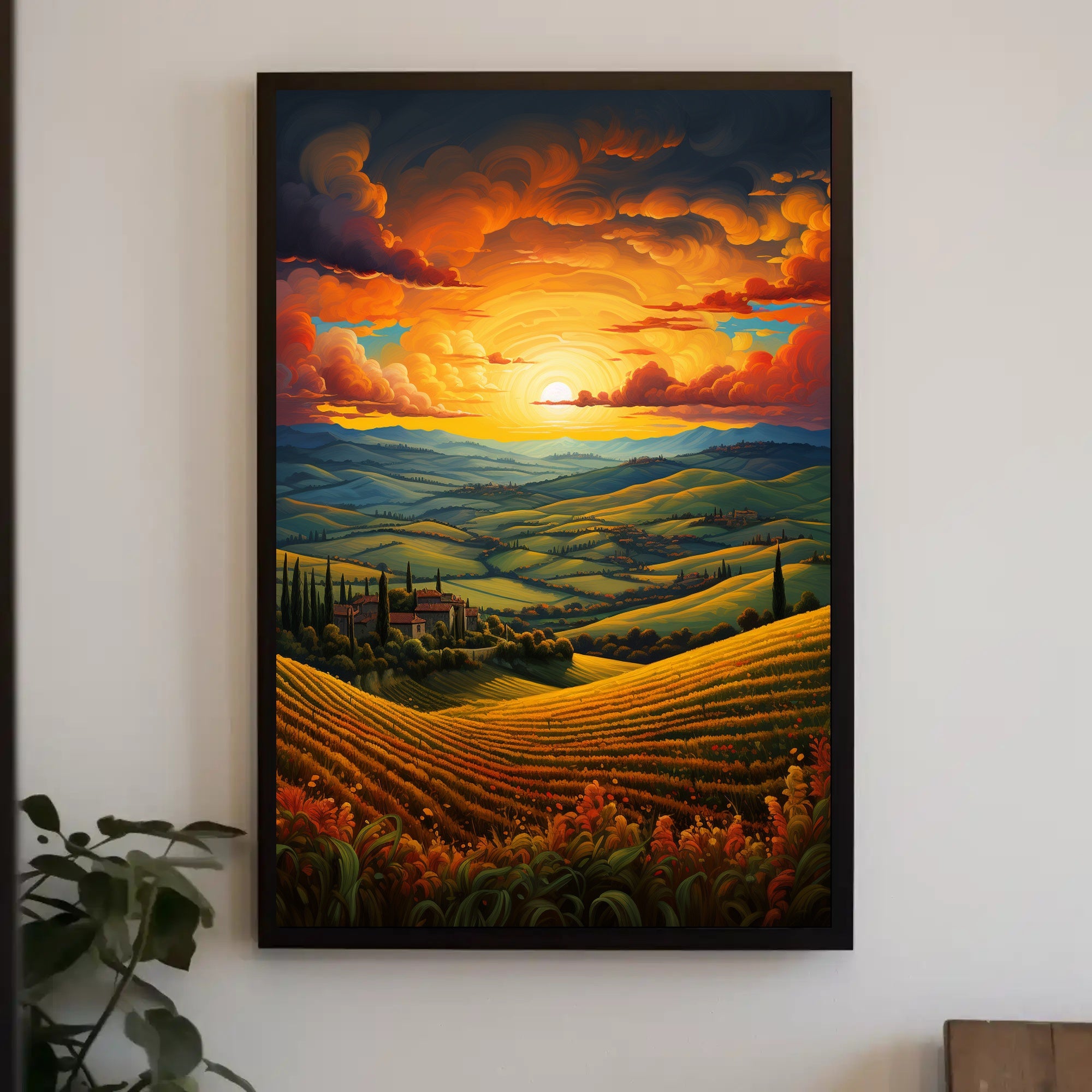 Sunset Over Rolling Hills Poster