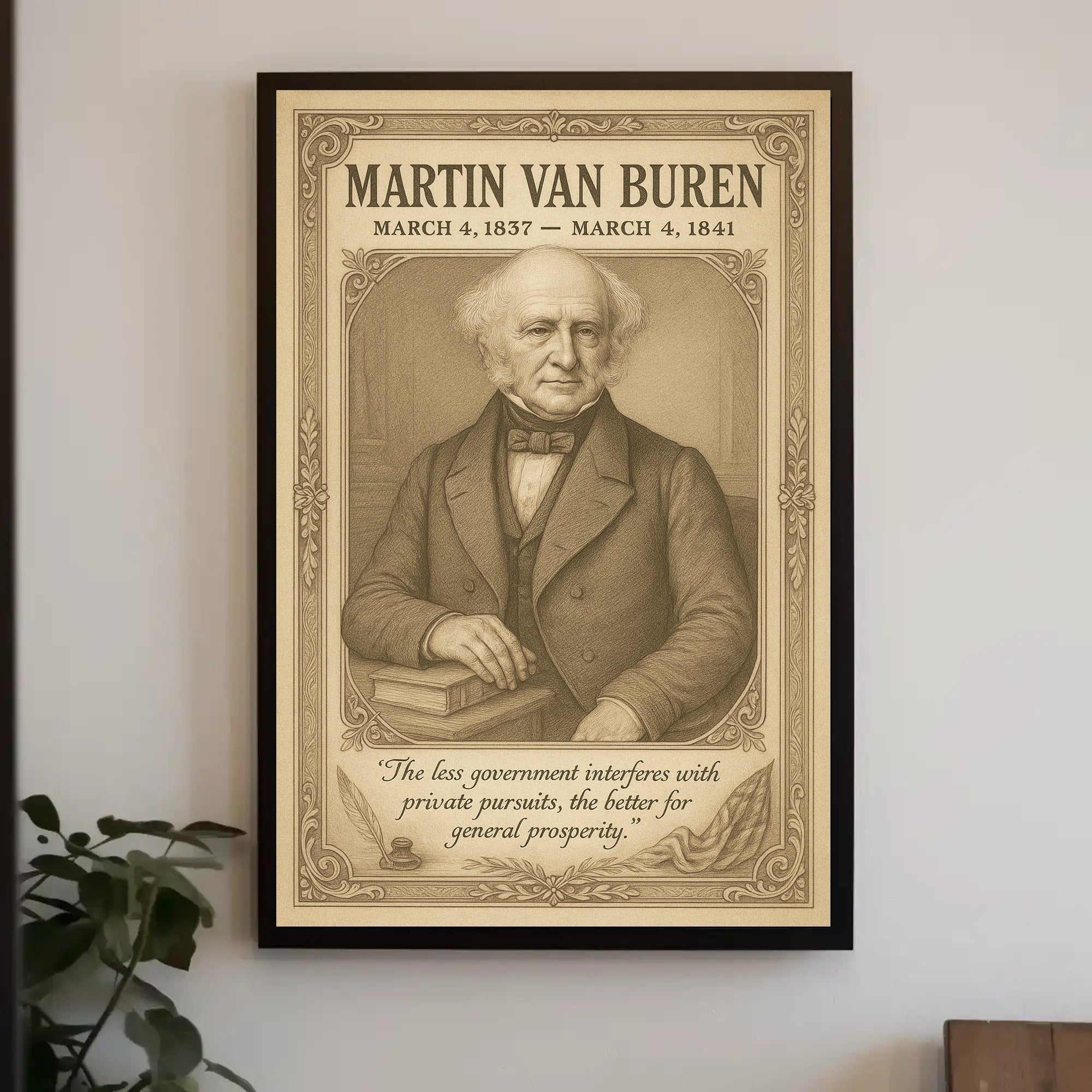 Martin Van Buren 8th President Sketch Poster Art Print Decor PosterGoat