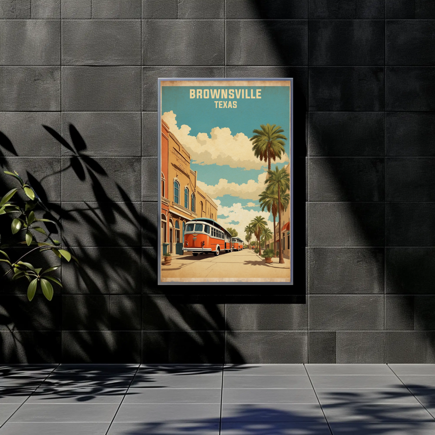Brownsville Texas American Scene Art Vintage Travel Poster