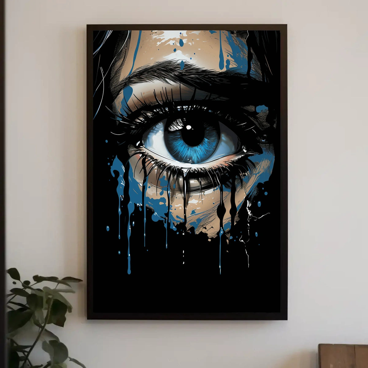 Mystical Blue Eye Dripping Paint Art Poster