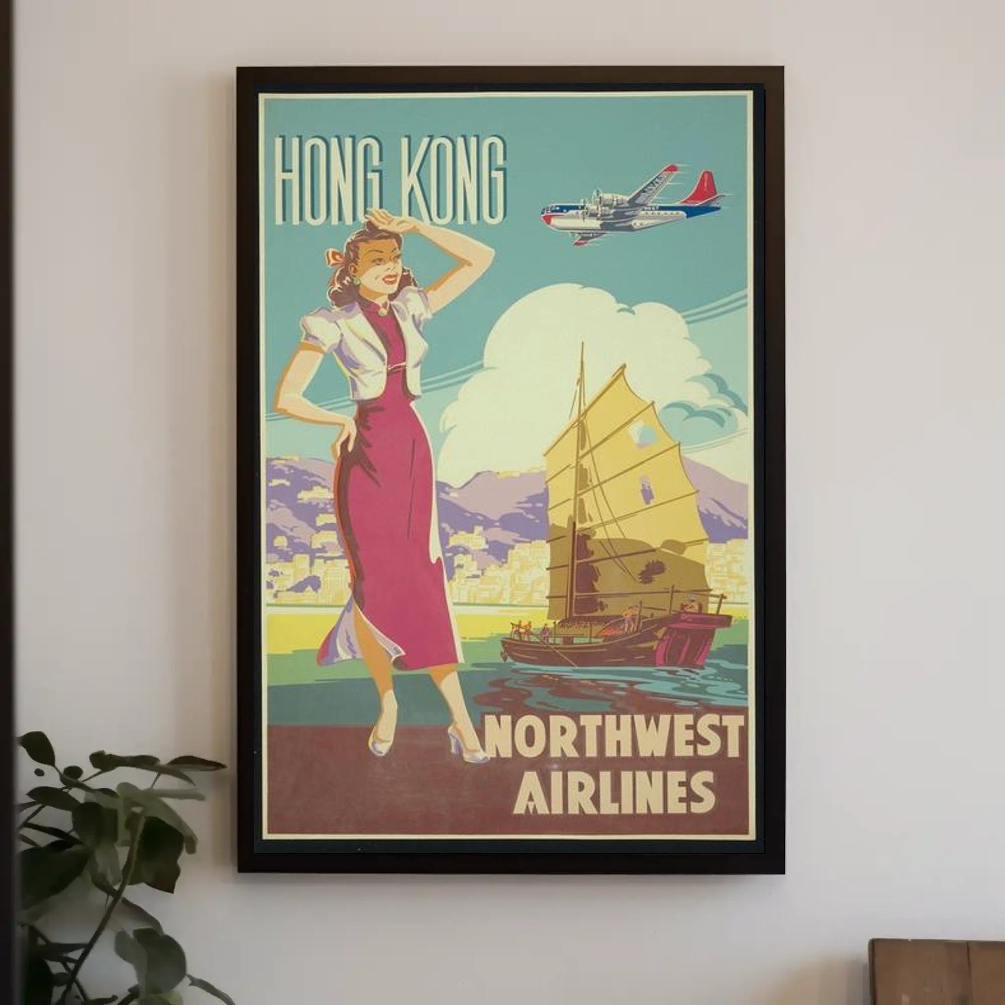 Northwest Airlines Hong Kong Travel Poster PosterGoat