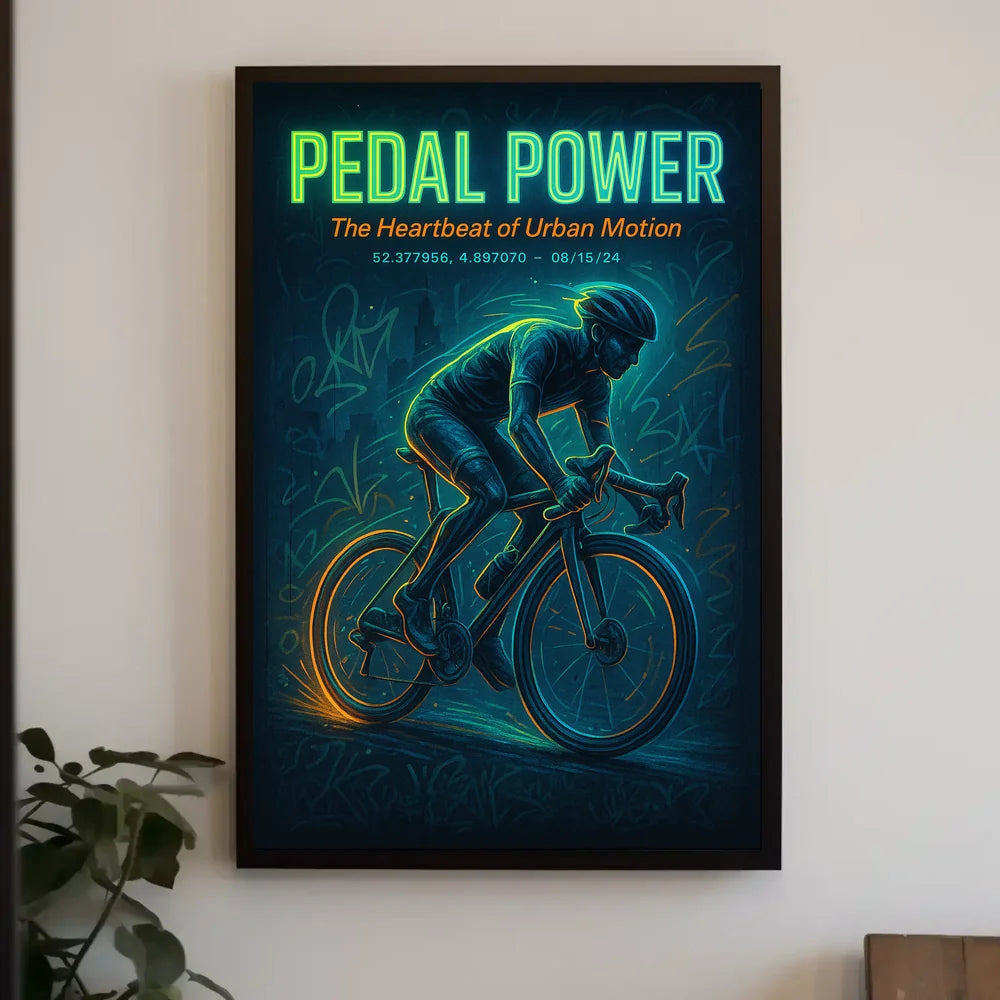 Cycling in Motion Vibrant Urban Life Urban or Cityscape Poster PosterGoat