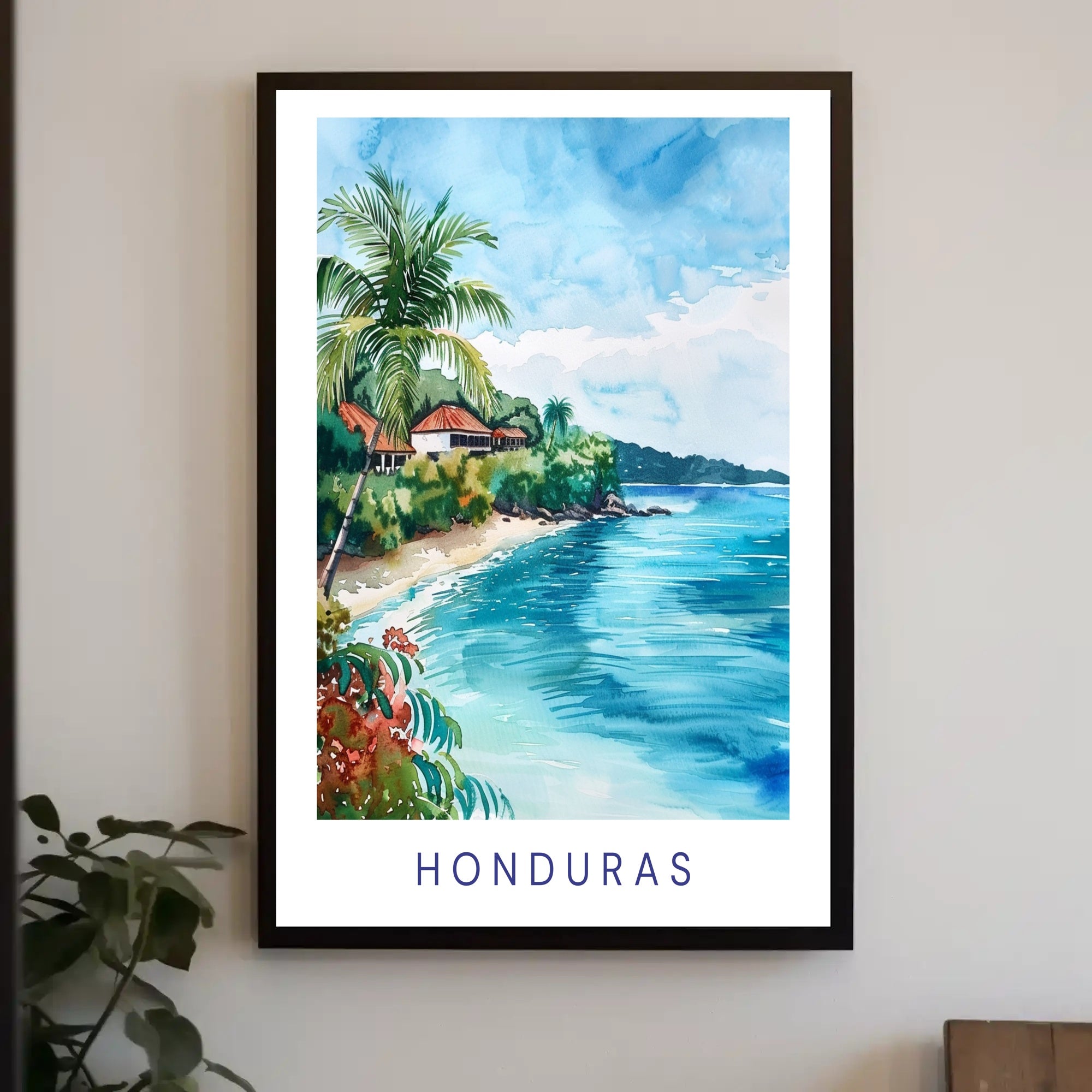 Serene Honduran Coastal Landscape Travel Poster PosterGoat