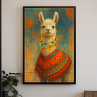 Festive Llama Portrait Poster