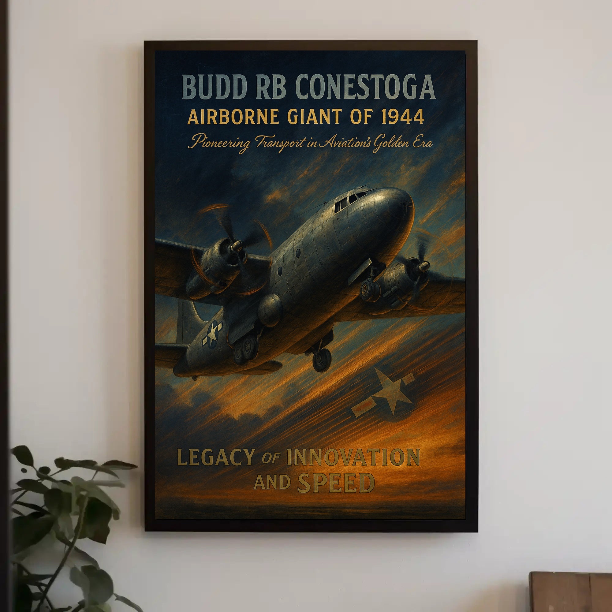 Budd RB Conestoga Vintage WWII Aviation Poster
