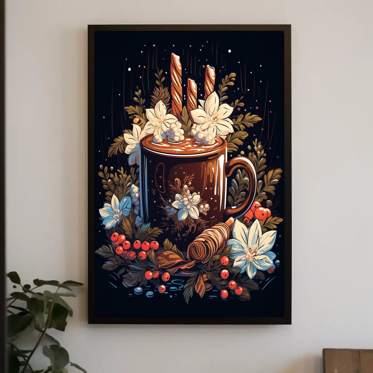 Cozy Holiday Beverage Art Print - Abstract or Artistic Poster