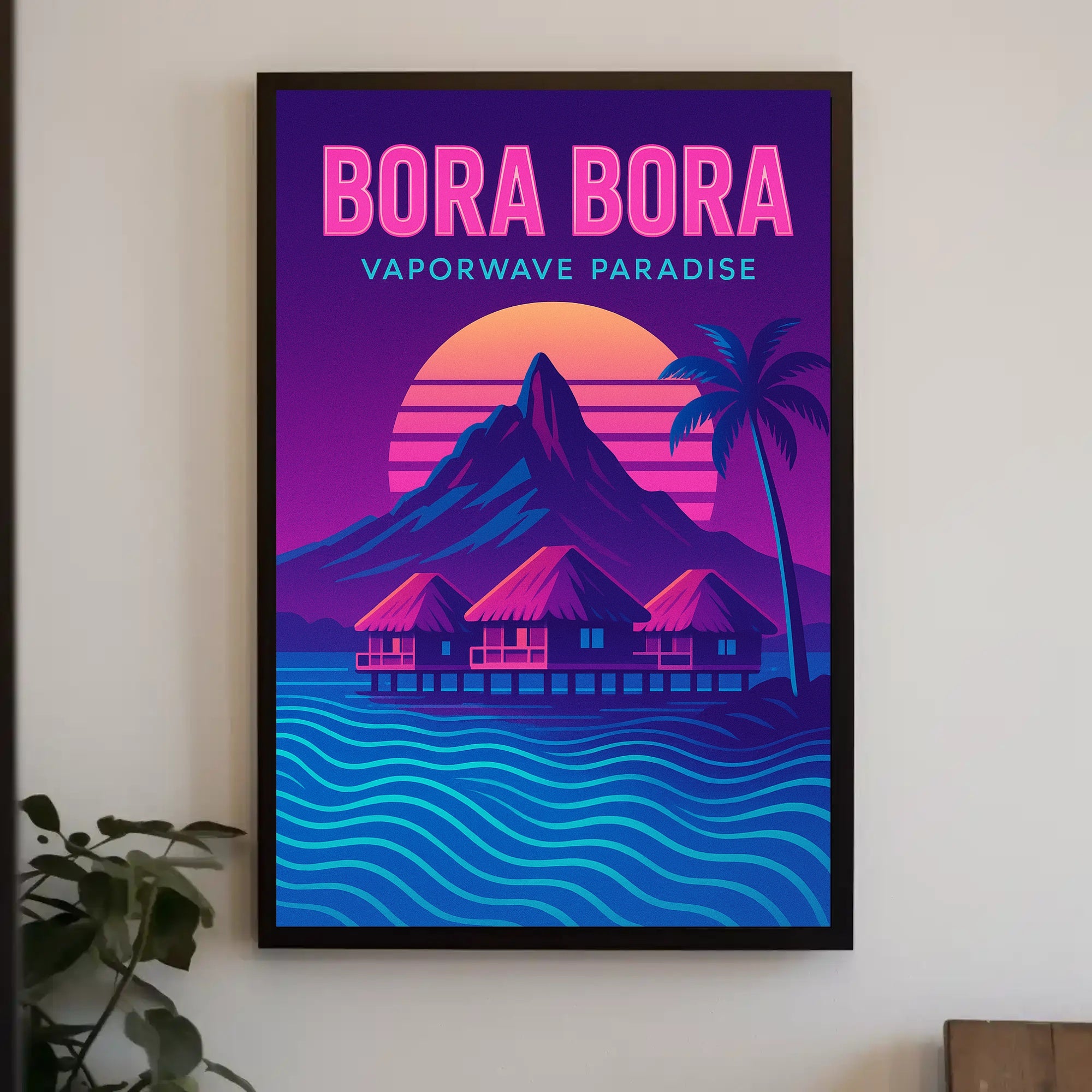 Bora Bora Vaporwave Paradise Travel Poster PosterGoat