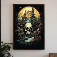Dramatic Wilderness Skull Scene Art Print - Abstract, Artistic, or Pop Culture Poster