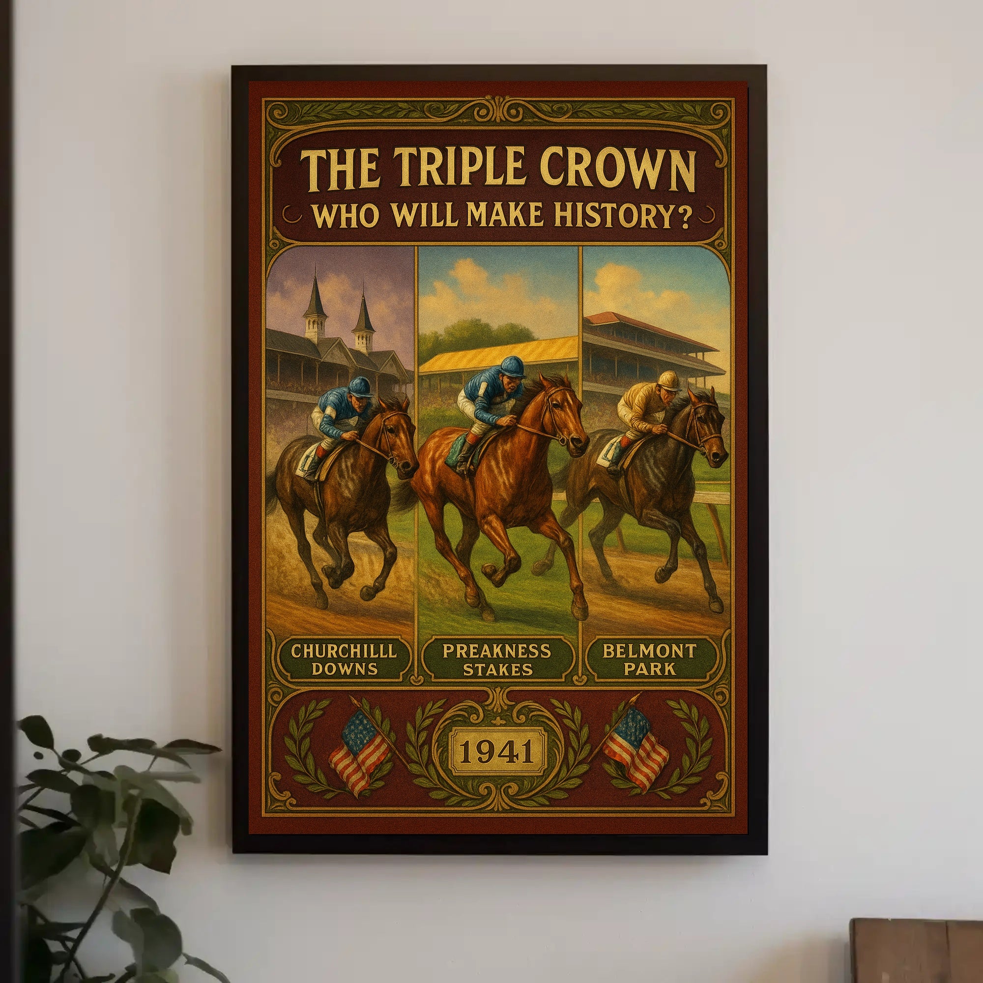 Triple Crown Race Vintage Sports Poster