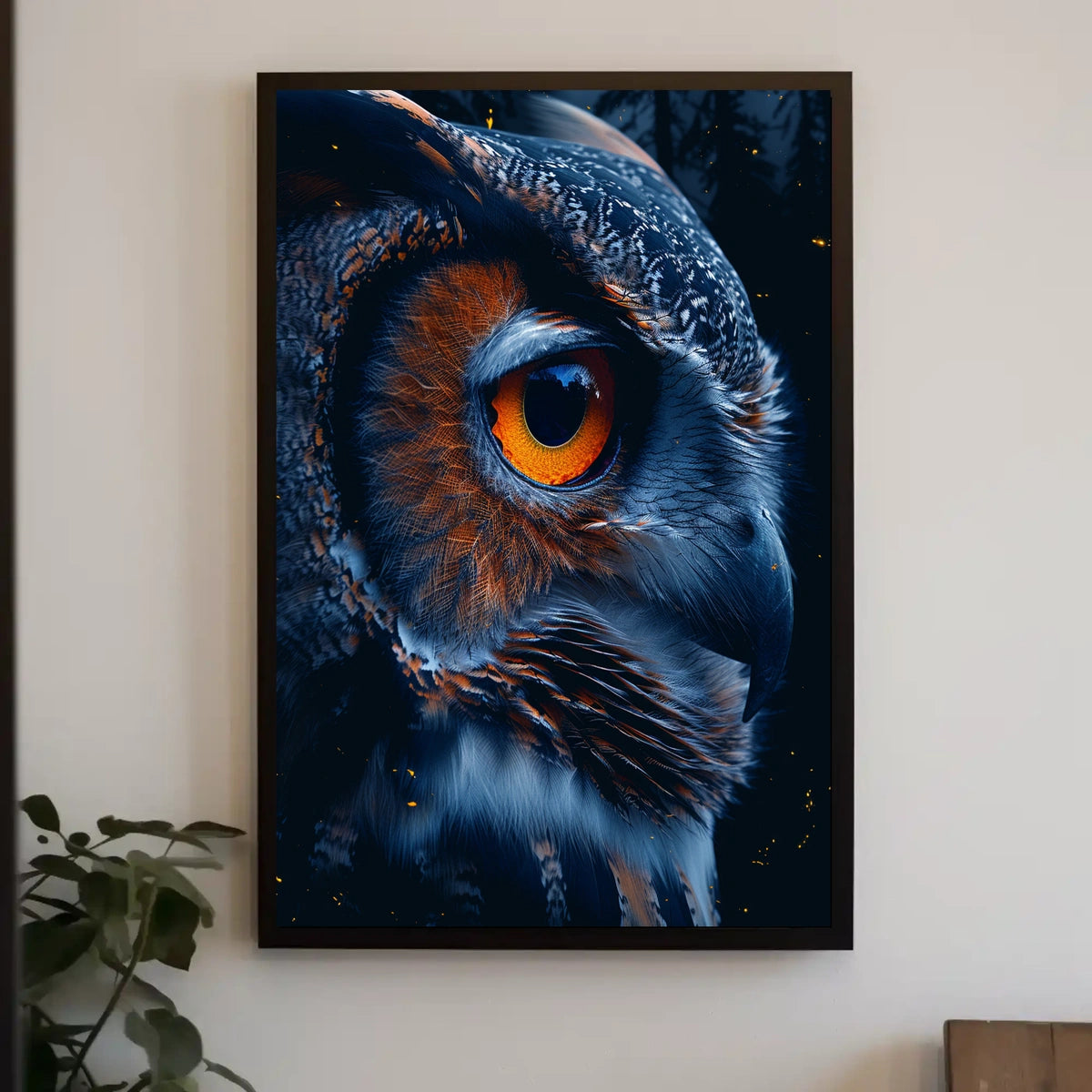 Mystical Owl Nighttime Photorealistic Art Poster