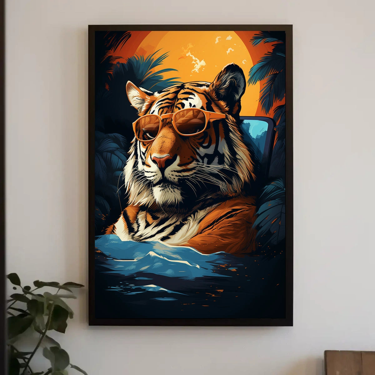 Tiger in Tropical Paradise Wall Art - Animal Poster