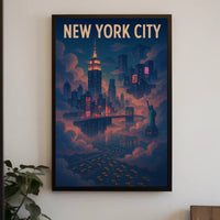 New York City Poster Modern Travel Skyline Wall Art