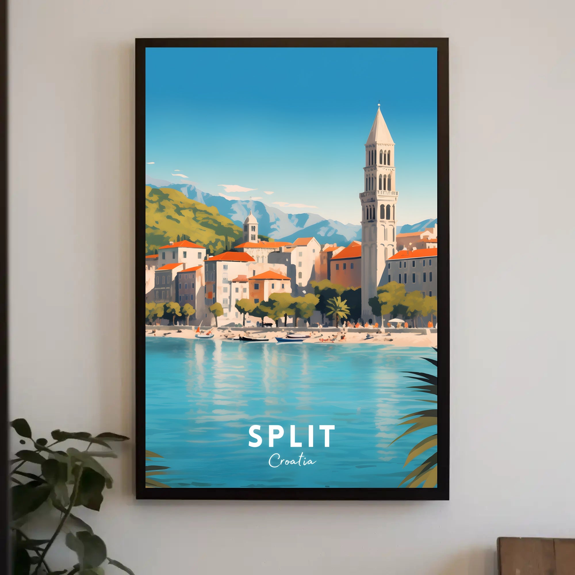 Split Croatia Travel Poster Vibrant Waterfront Cityscape Art
