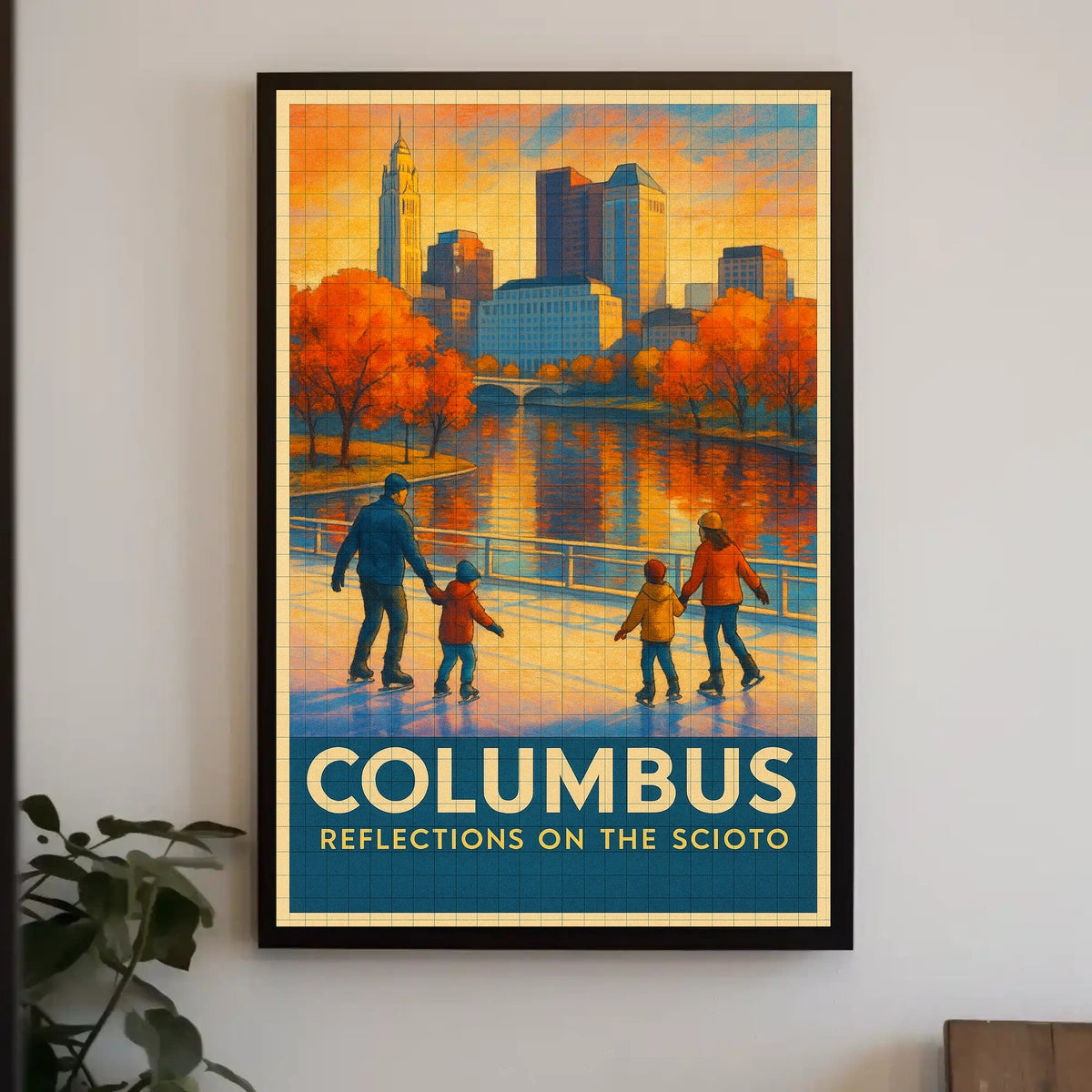 Columbus Reflections On The Scioto Poster