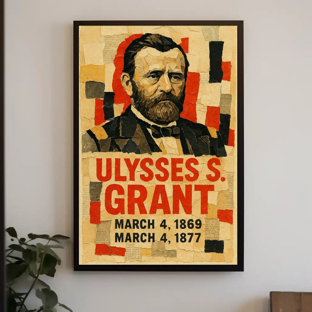 Ulysses S. Grant 18th President of the United States Layered paper Collage Poster