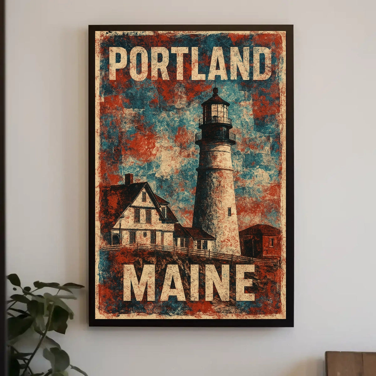Portland Maine Lighthouse Coastal Escape Watercolor Realism Harbor Sunrise Palette Timeless Coastal Town Poster