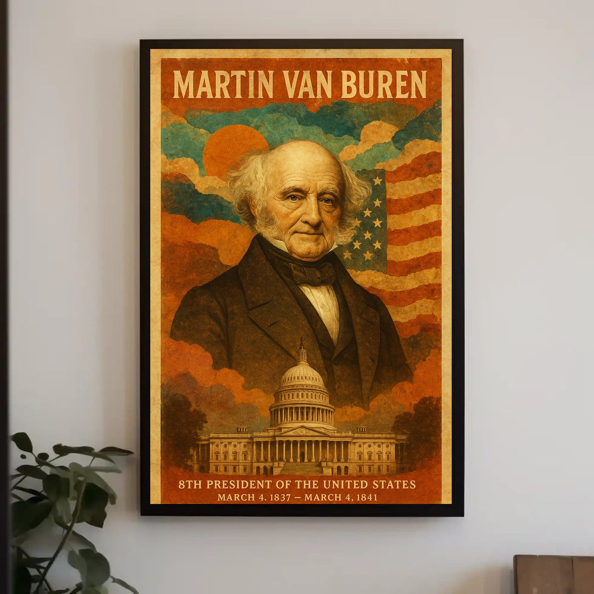 Martin Van Buren 8th President of the United States Layered Digital Collage Poster
