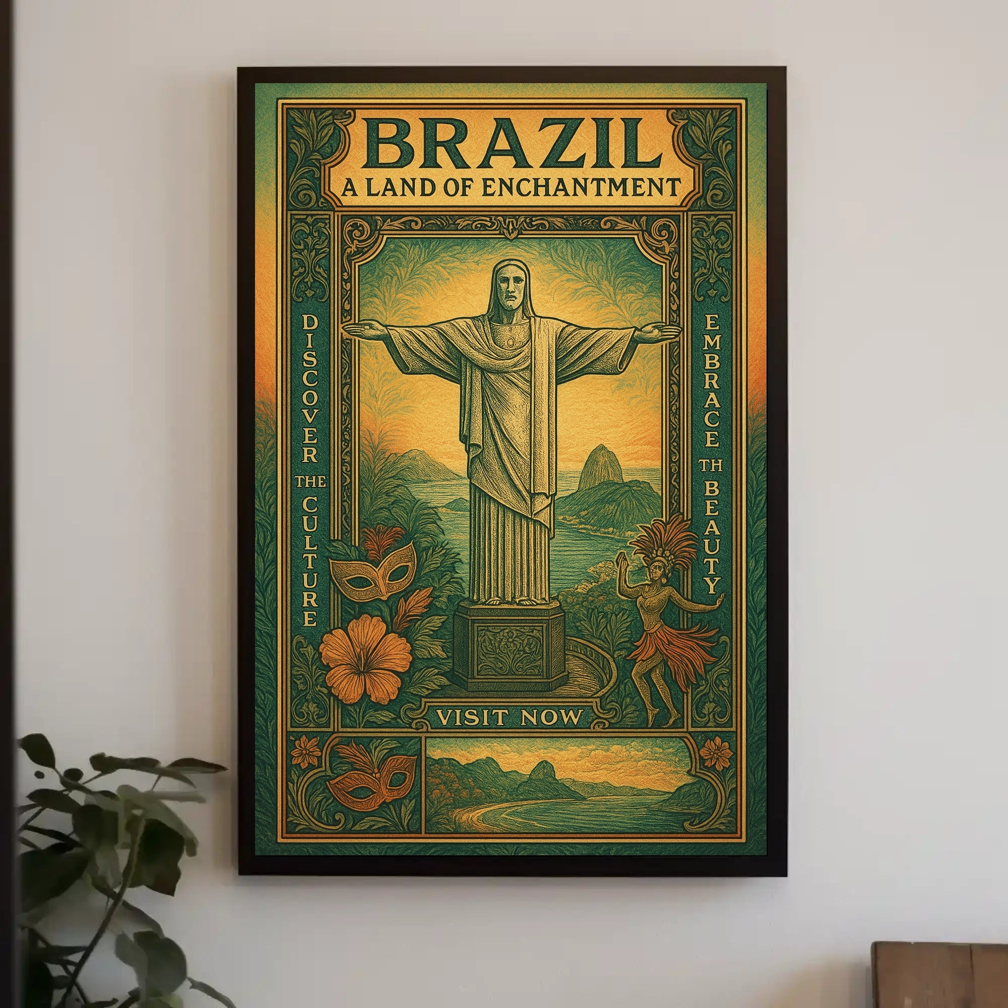 Brazilian Vintage Travel Art Poster – Discover and Embrace Rio