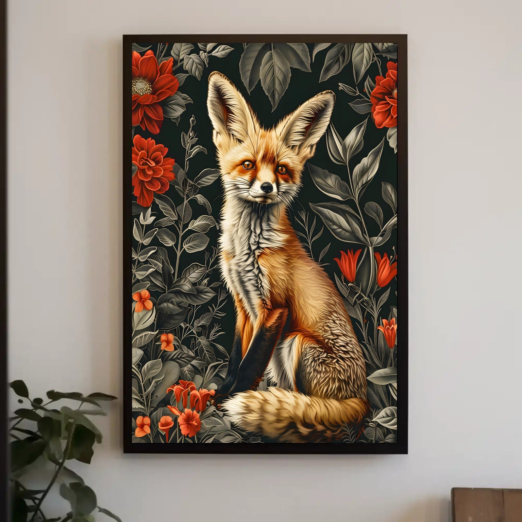 Enchanted Fox Floral Wonderland Poster