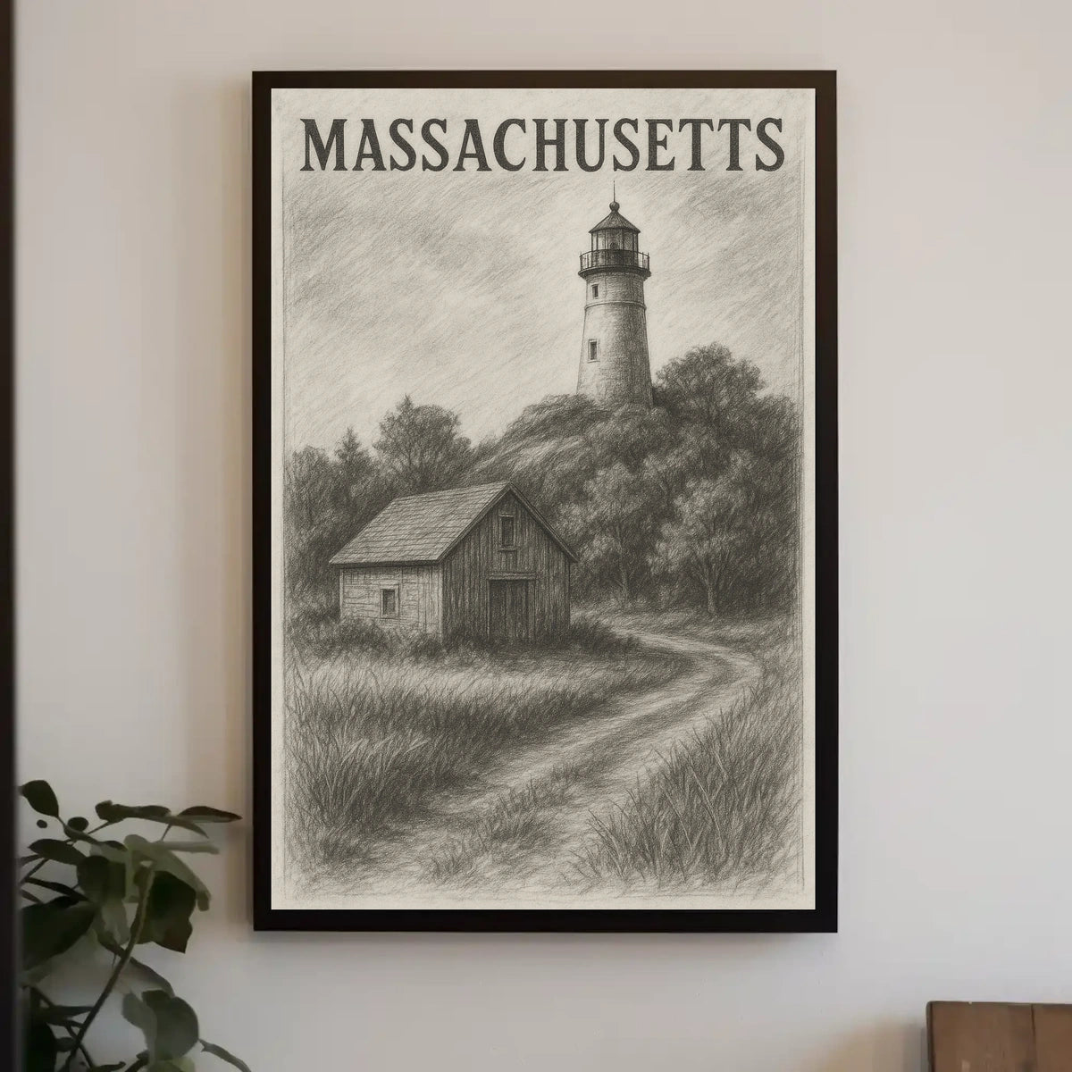 Massachusetts Lighthouse Scene Poster