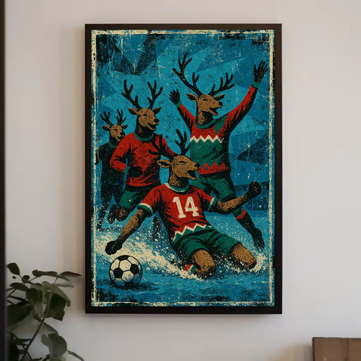 Reindeer Soccer Celebration Poster