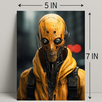 Cybernetic Sentinel In The Rain Poster PosterGoat