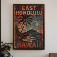 East Honolulu Wanderlust Vintage Travel Poster