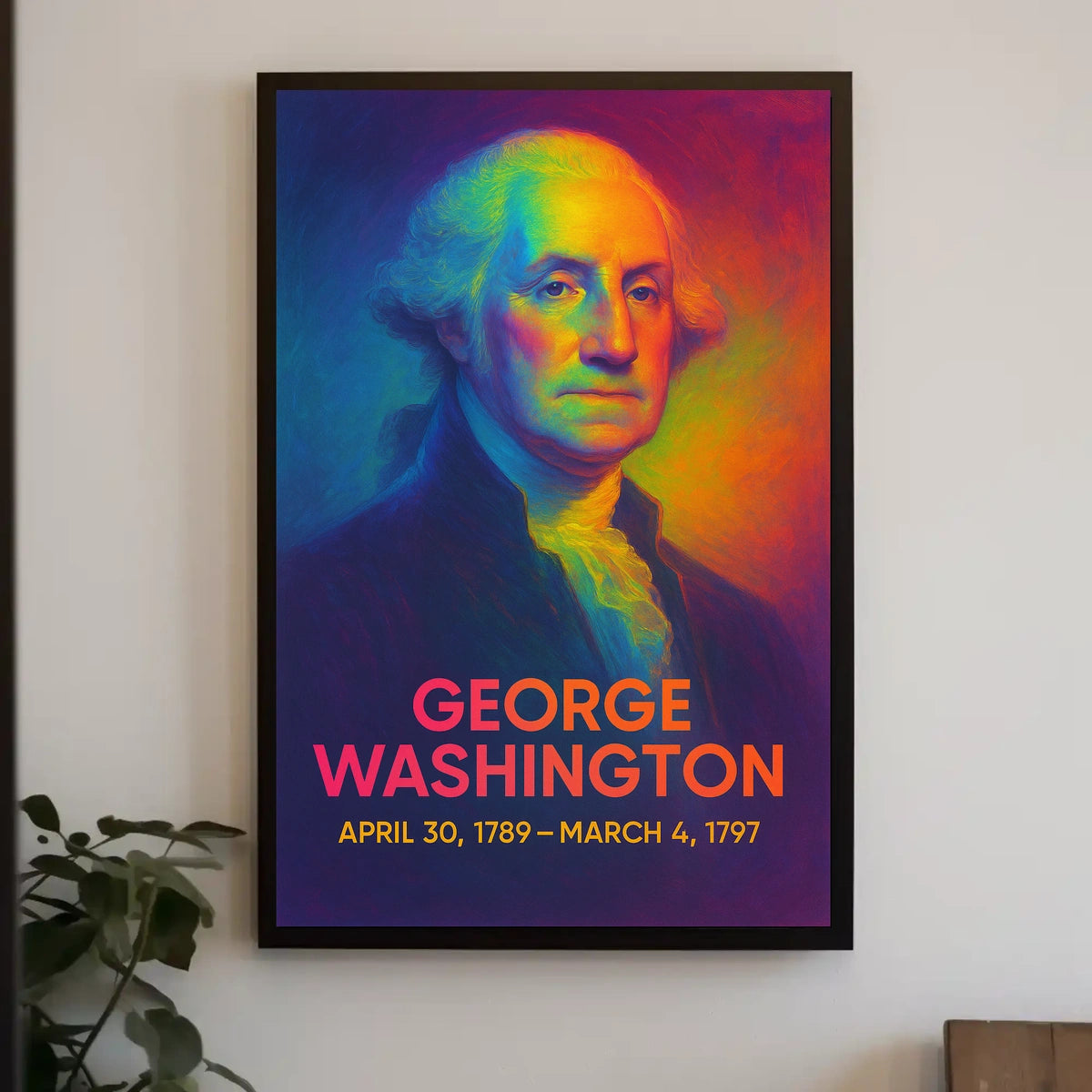 George Washington 1st President of the United States Neon Gradient Overlay Poster