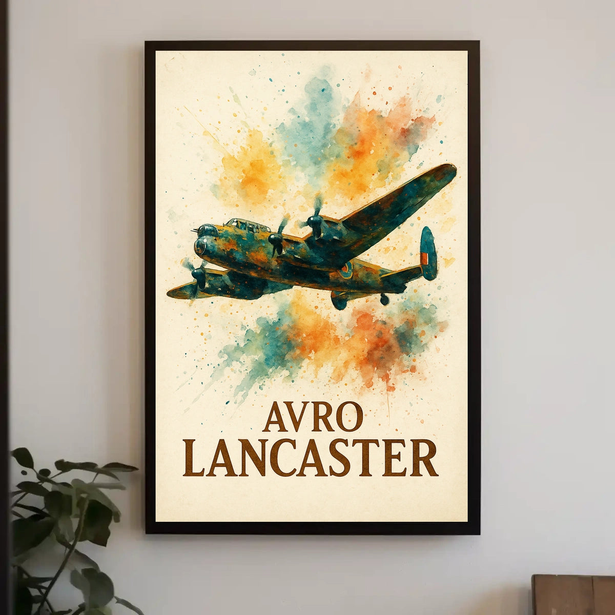 Avro Lancaster WWII Bomber Watercolor Art Poster