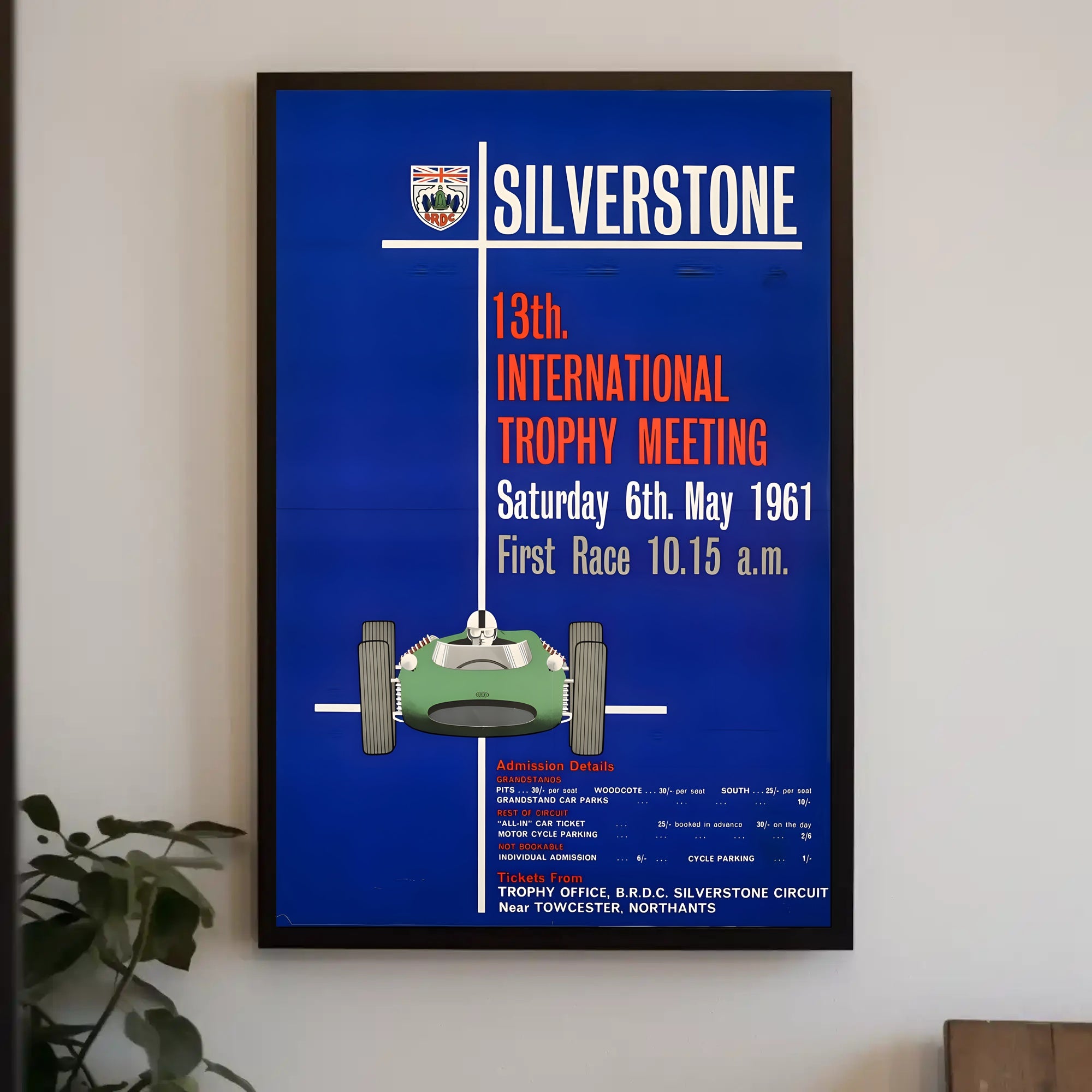 Vintage Silverstone Trophy Meeting Poster Art Decor