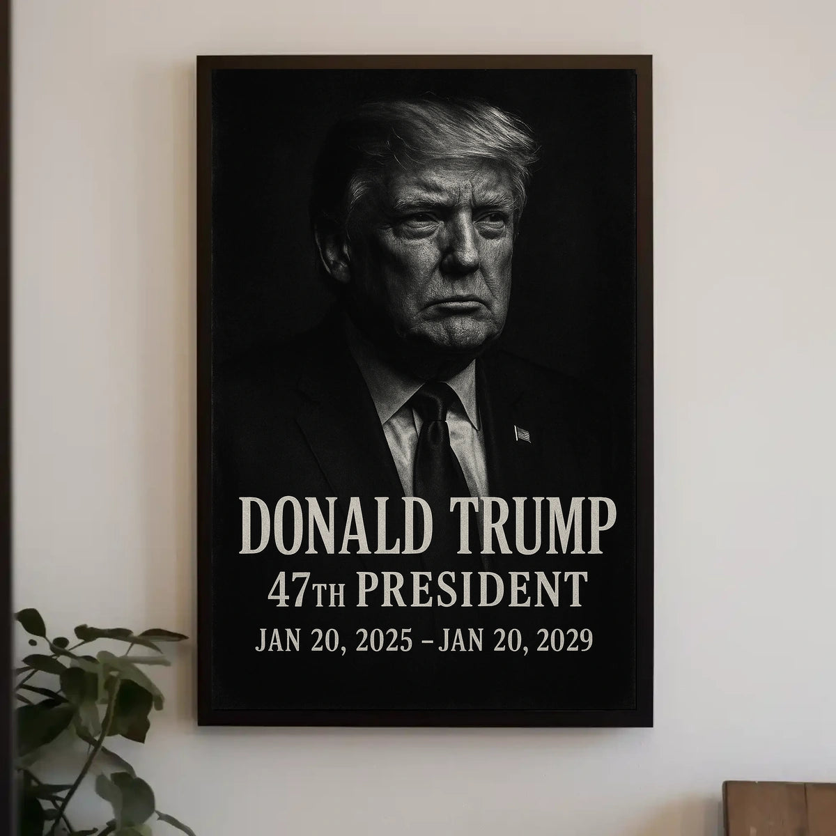 Patriotic Leader Portrait in Black and White Political Poster