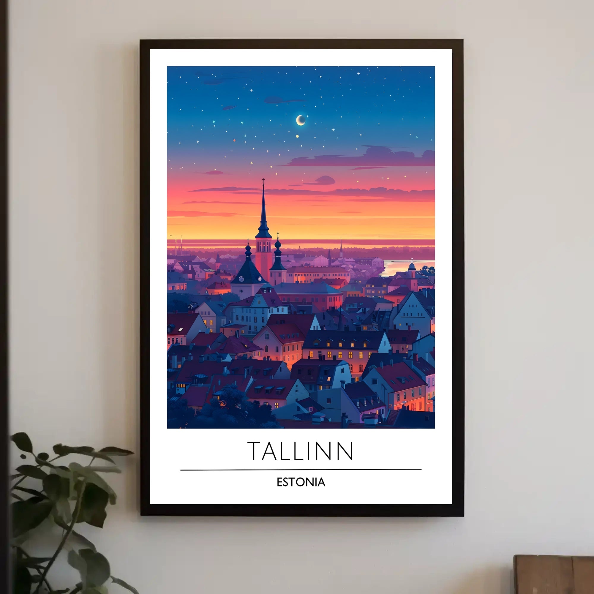 Tallinn Dusk Skyline Travel Poster