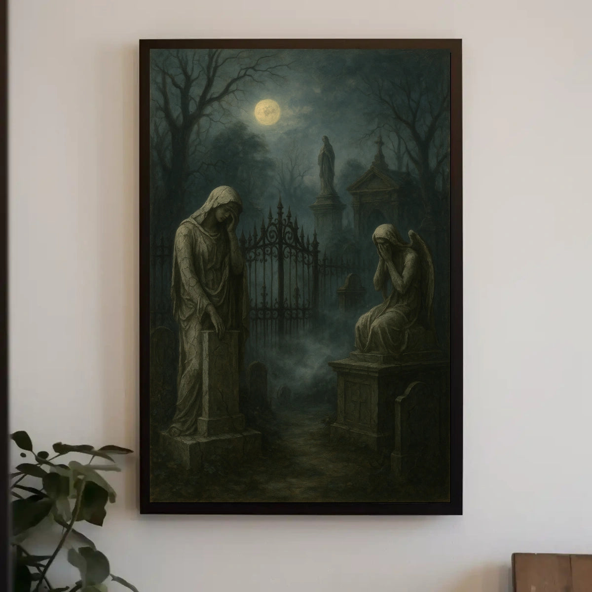 Gothic Night Cemetery Moonlit Surrealism Poster