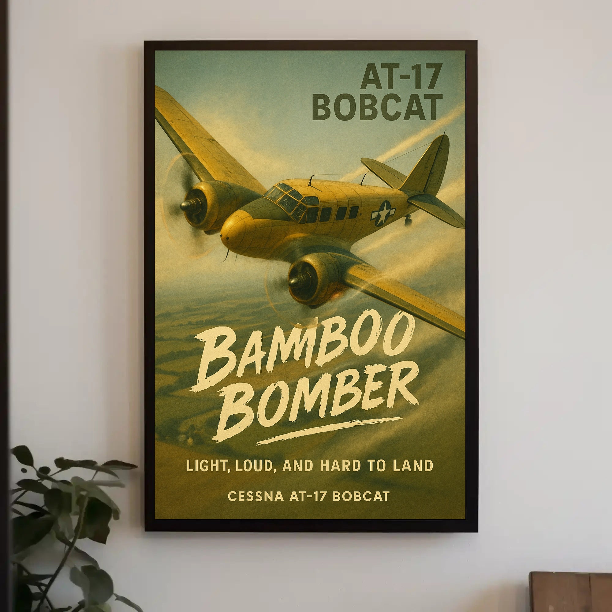 AT-17 Bobcat in Flight WWII Poster