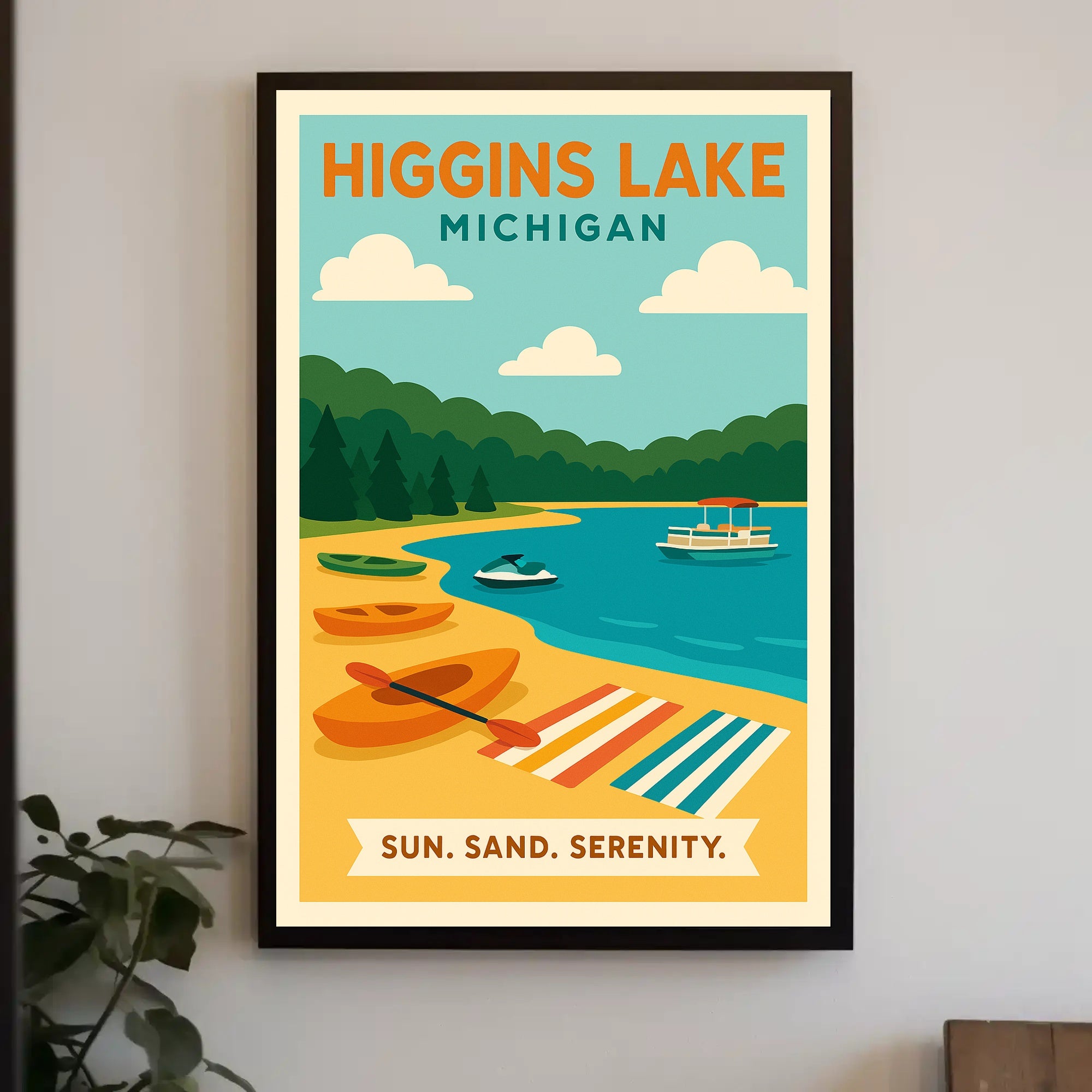 Serene Lakeside Retreat Higgins Lake Travel Poster
