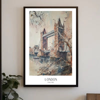 Tower Bridge London Watercolor Urban or Cityscape Poster PosterGoat