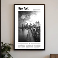 New York City Grand Skyline Poster Vintage Wall Art