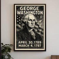 George Washington 1st President of the United States B & W Comic Sketch Poster