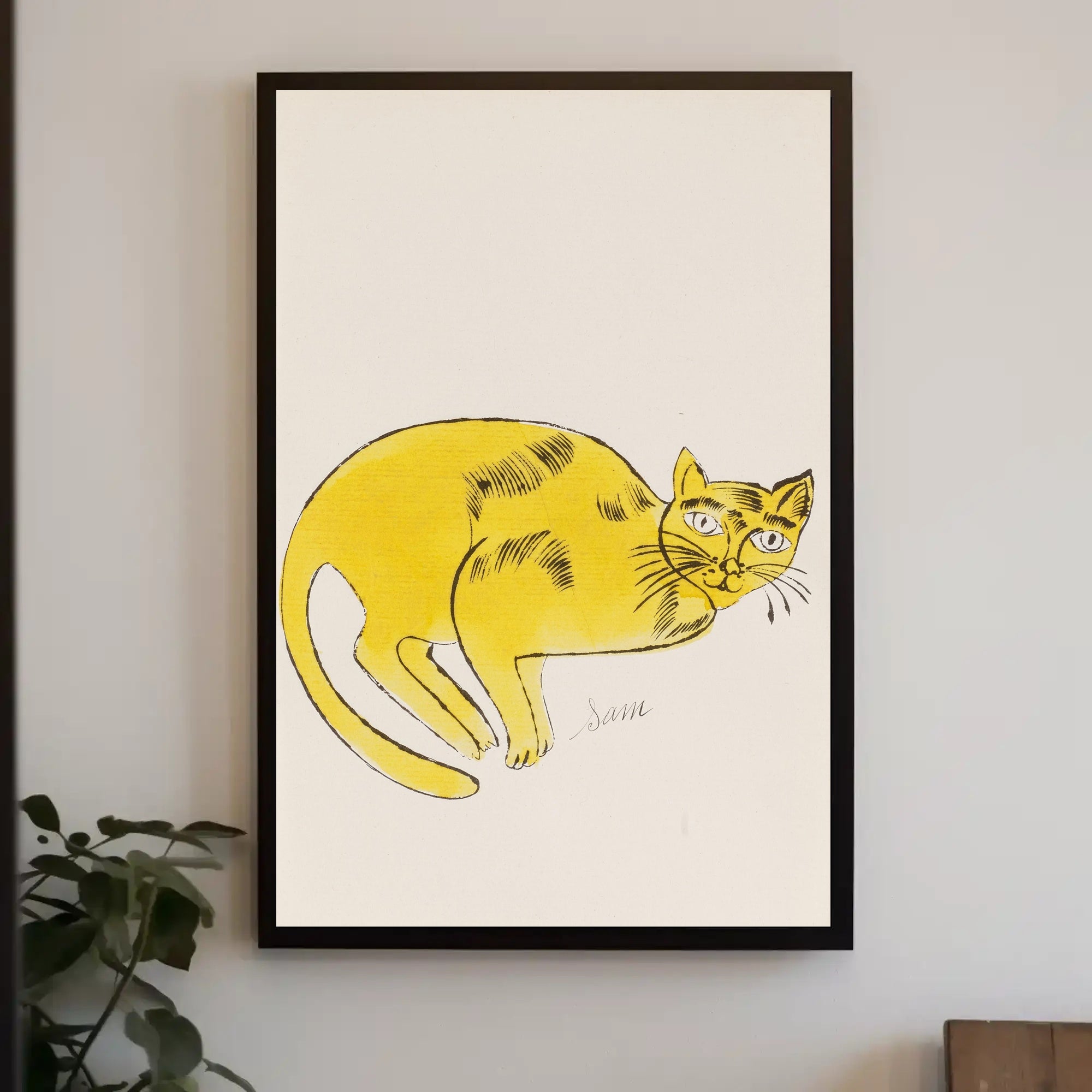 Yellow Cat Poster Whimsical Wall Art Print