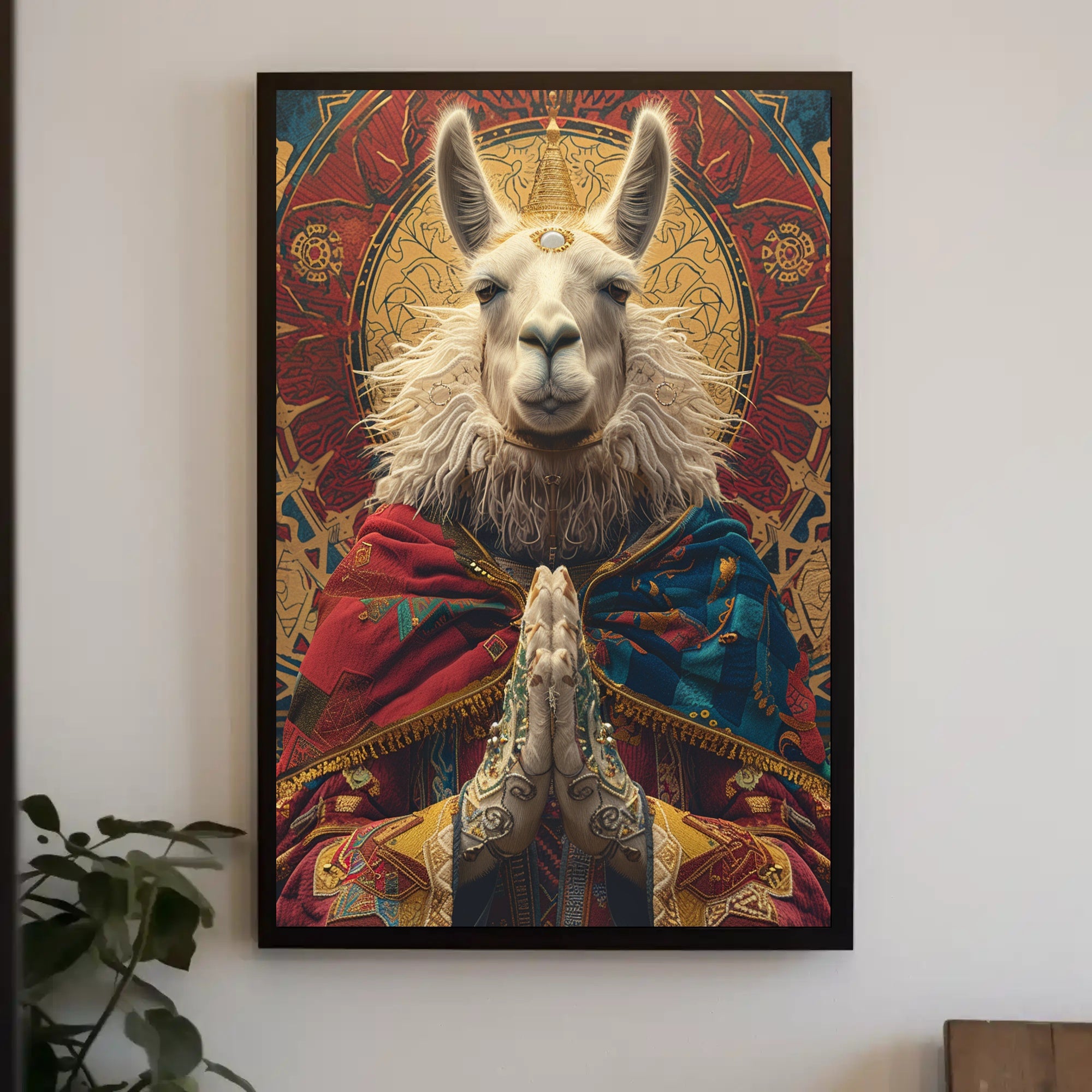 Majestic Llama in Spiritual Pose Fantasy or Mythology Poster PosterGoat