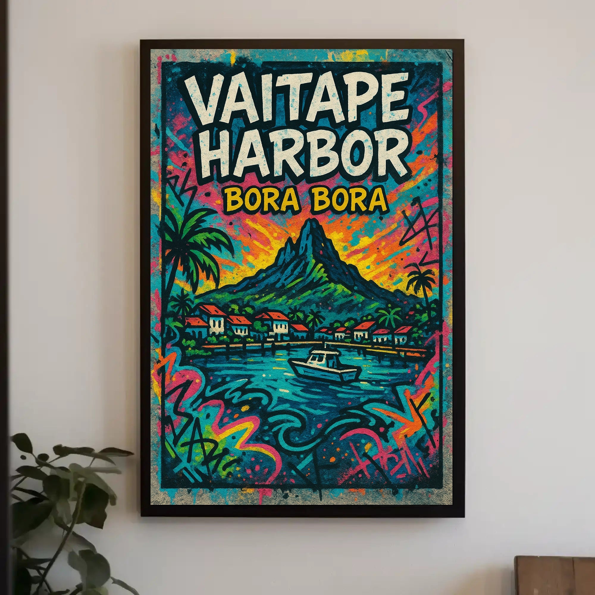 Vibrant Bora Bora Vaitape Harbor Travel Poster PosterGoat