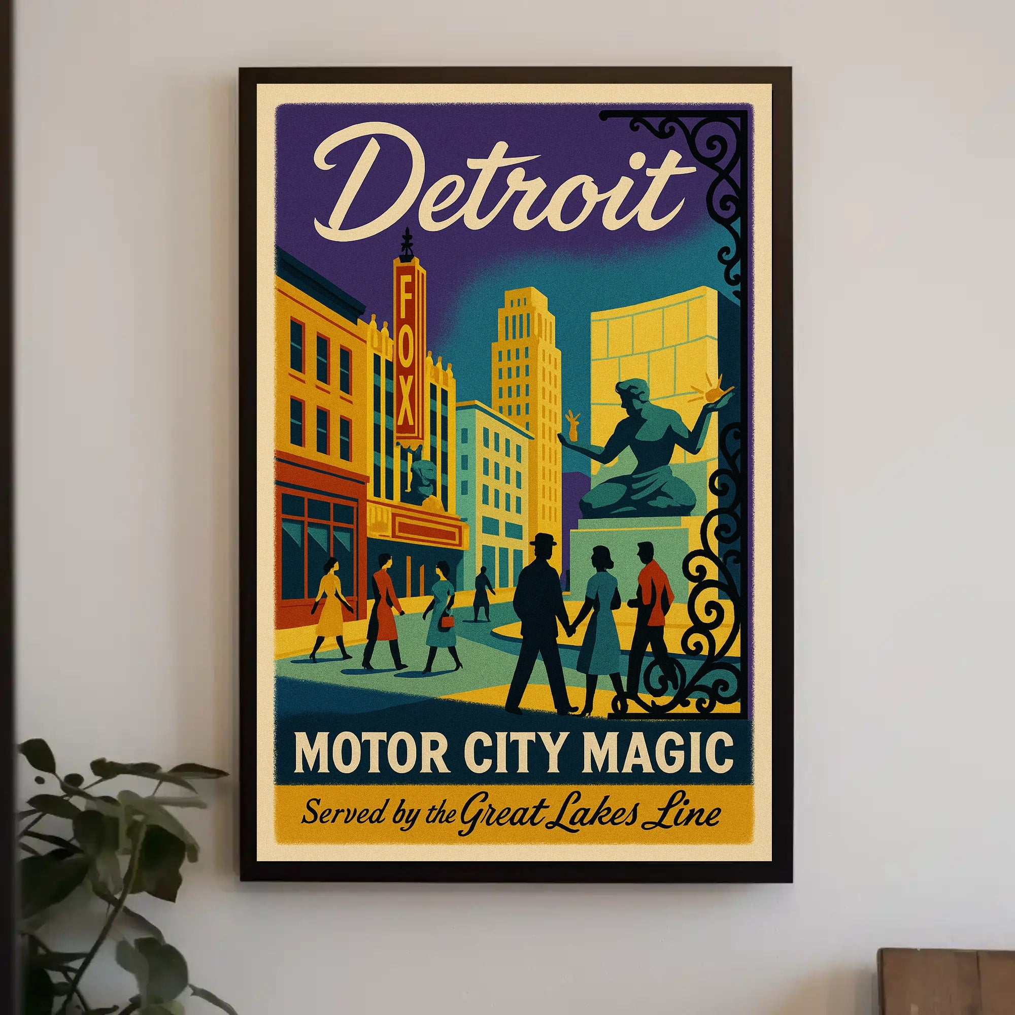 Motor City Magic: Vibrant Detroit Travel Poster