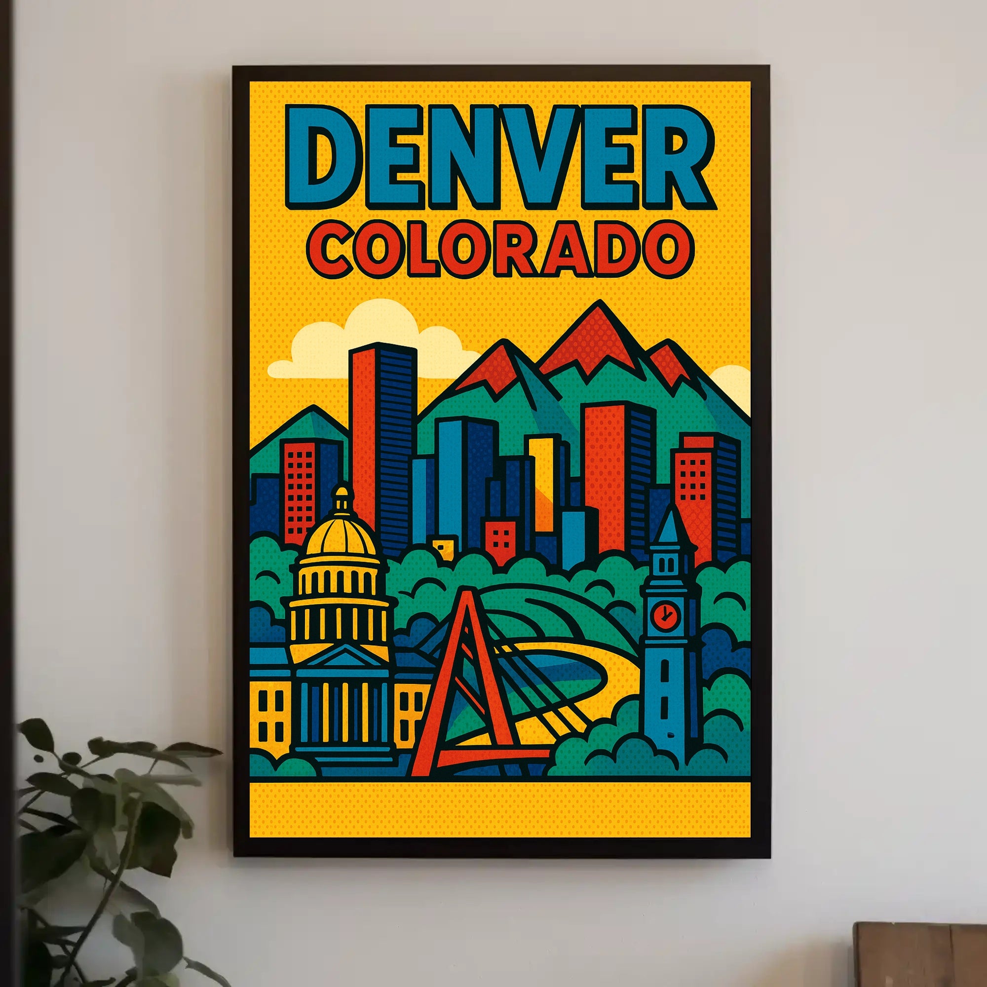 Denver Cityscape Illustrated in Retro Style Urban or Cityscape Poster PosterGoat