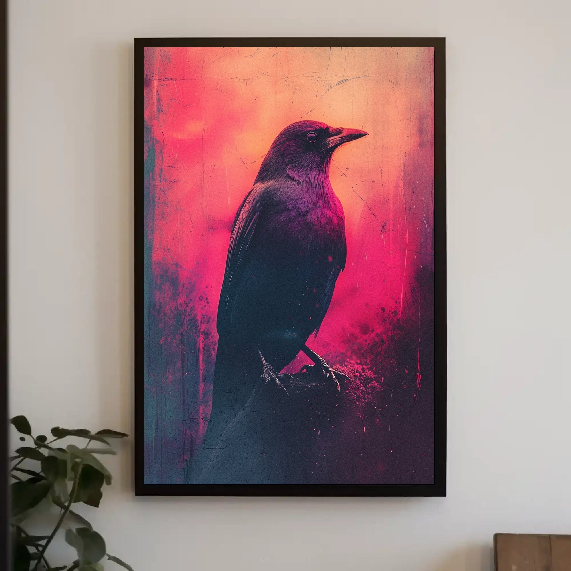 Vivid Crow Portrait Art Print Wall Decor for Home and Office PosterGoat