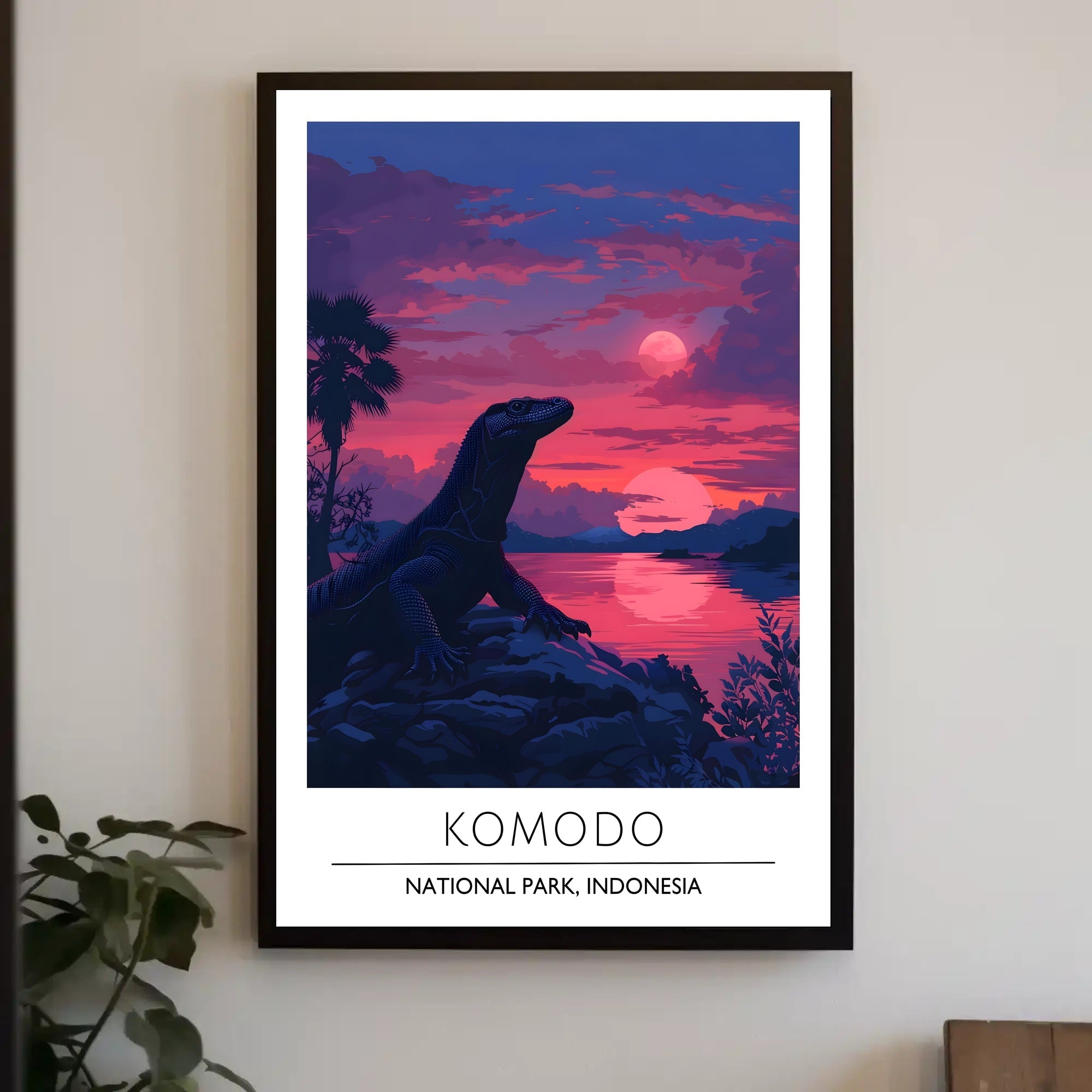 Komodo Dragon Sunset in Indonesia: National Park Poster