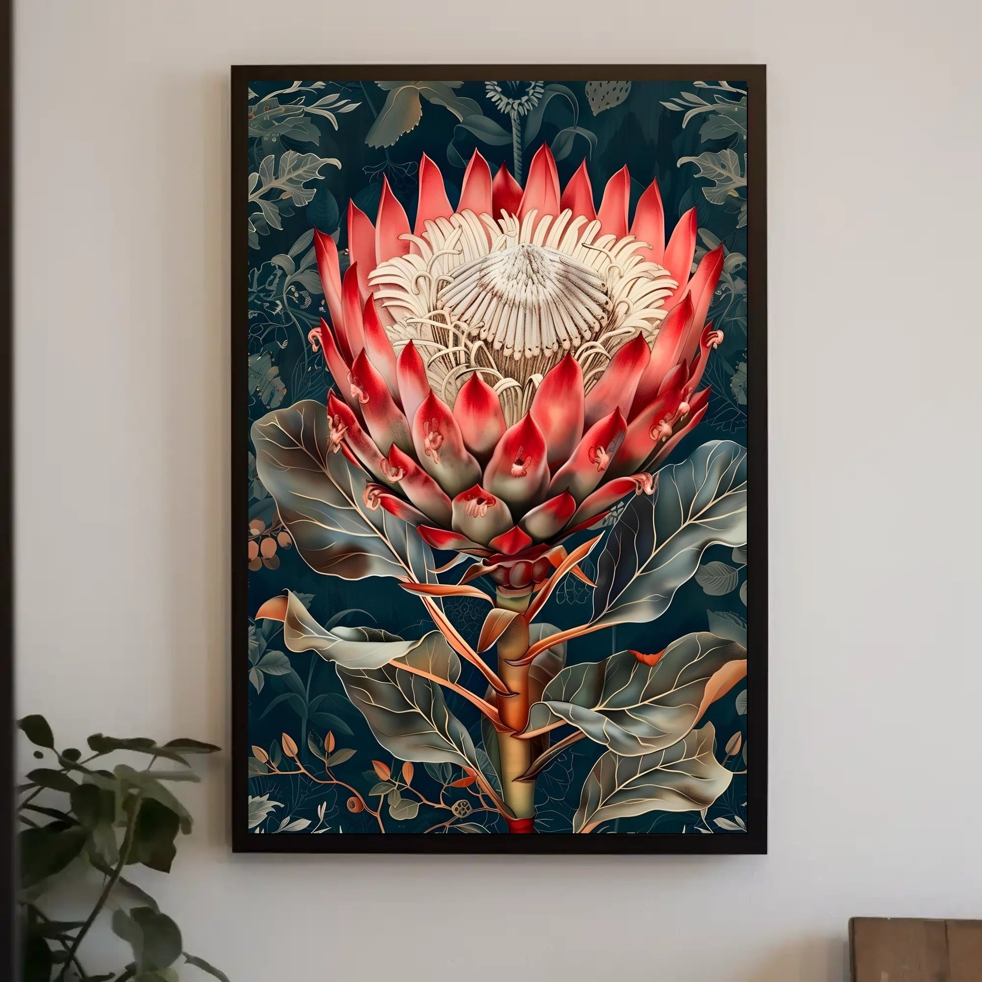 King Protea Botanical Art: Abstract or Artistic Poster