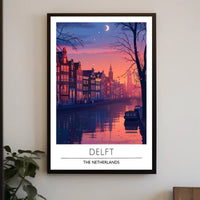 Serene Evening Scene of Delft Urban or Cityscape Poster